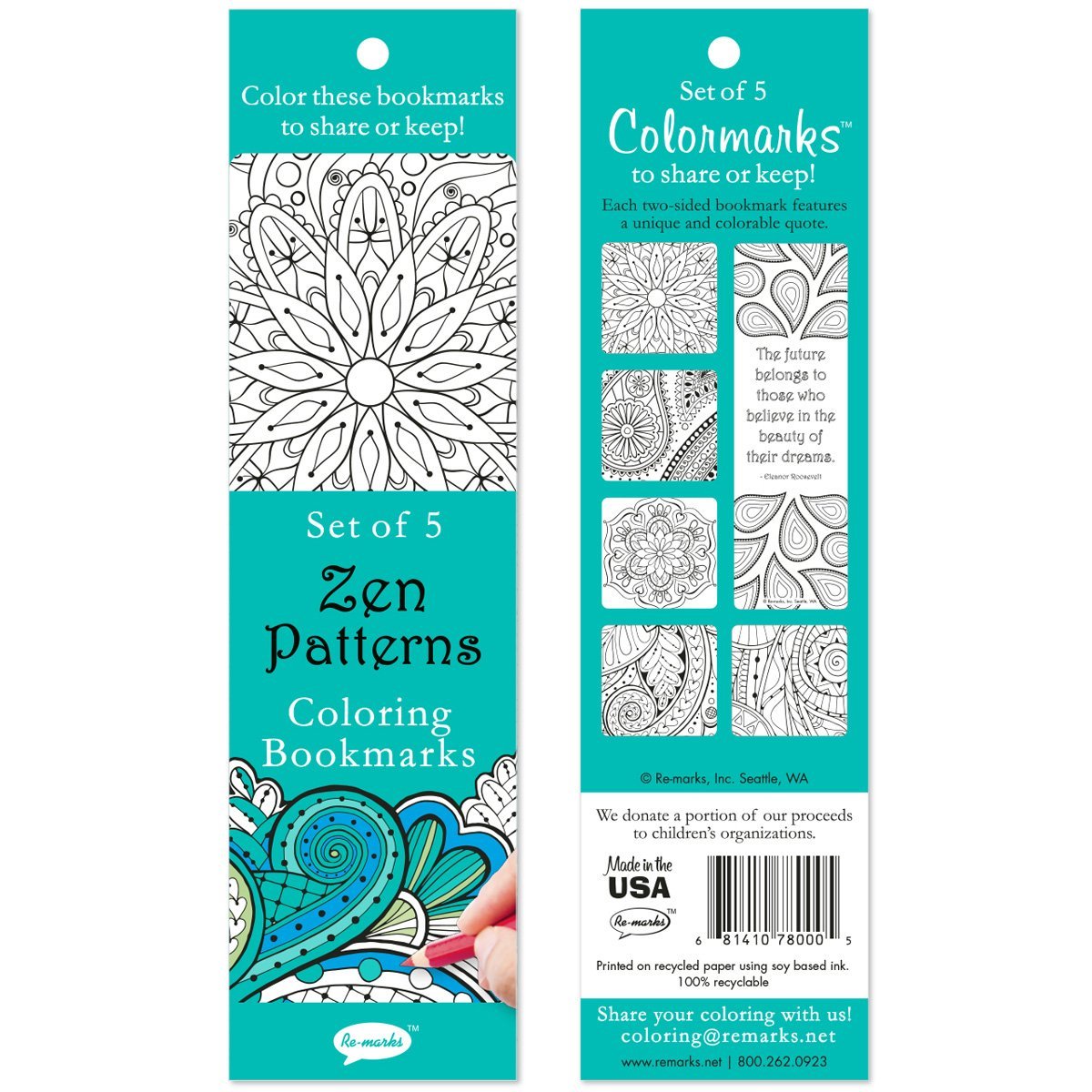 Zen Patterns Coloring Bookmarks